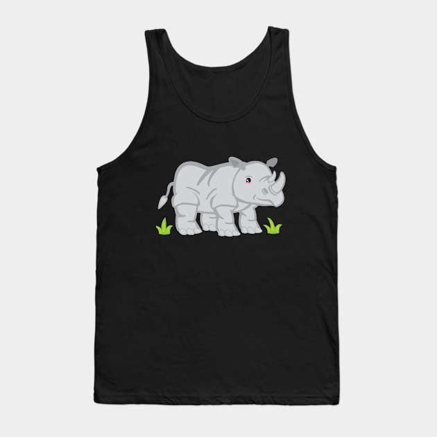 Kawaii Rhino Kid Design Tank Top by Uncle Fred Design